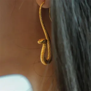 Wholesale  Personality Exaggerated Earrings Zodiac King Cobra Design Electroplated Gold Ladies Ear Hook Zodiac Gift