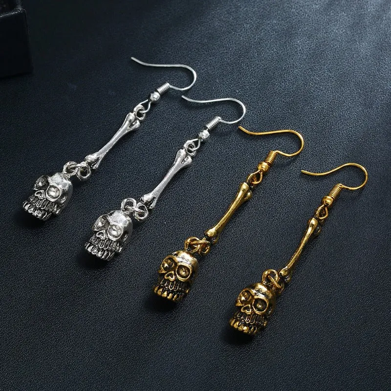 Wholesale Personality Retro Exaggerated Alloy Skull Bone Earrings