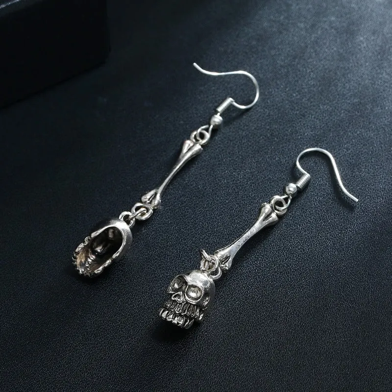 Wholesale Personality Retro Exaggerated Alloy Skull Bone Earrings