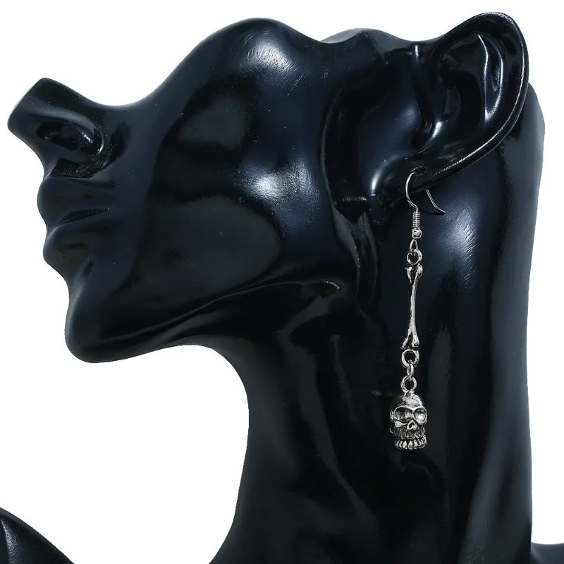 Wholesale Personality Retro Exaggerated Alloy Skull Bone Earrings