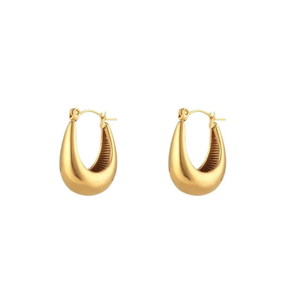 Wholesale Personalized Hollow Stainless Steel Plated 18K Gold Geometric Water Drop Three-dimensional Exaggerated Earrings
