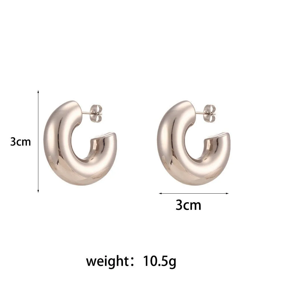 Wholesale Personalized Hollow Stainless Steel Plated 18K Gold Geometric Water Drop Three-dimensional Exaggerated Earrings