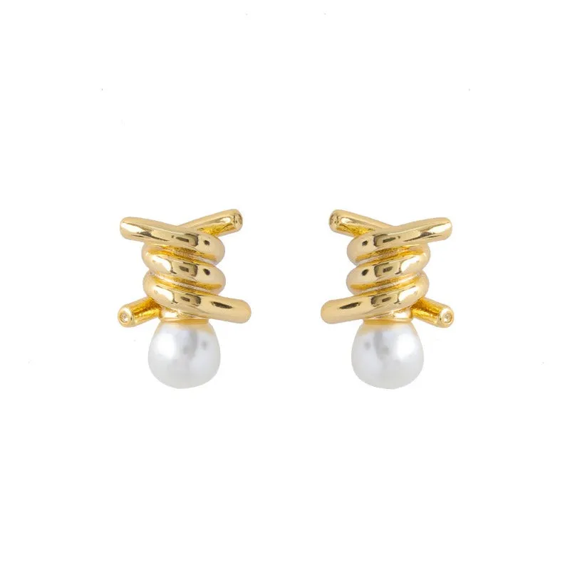 Wholesale Personalized Knotted Pearl Earrings