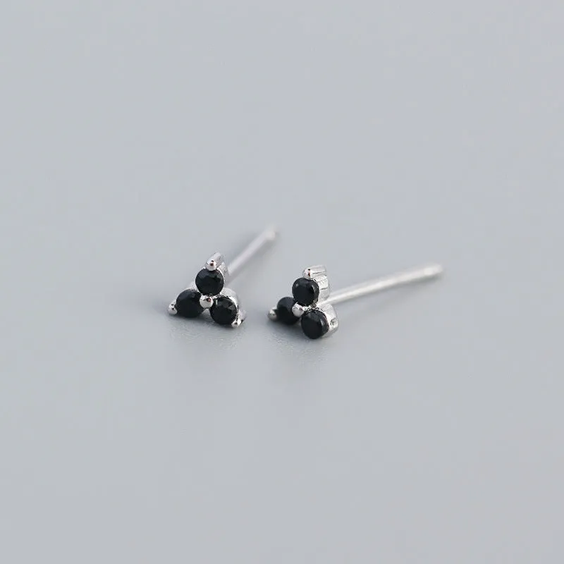 Wholesale Personalized Light Luxury Versatile Stacking Geometric Clover Diamond S925 Sterling Silver Earrings