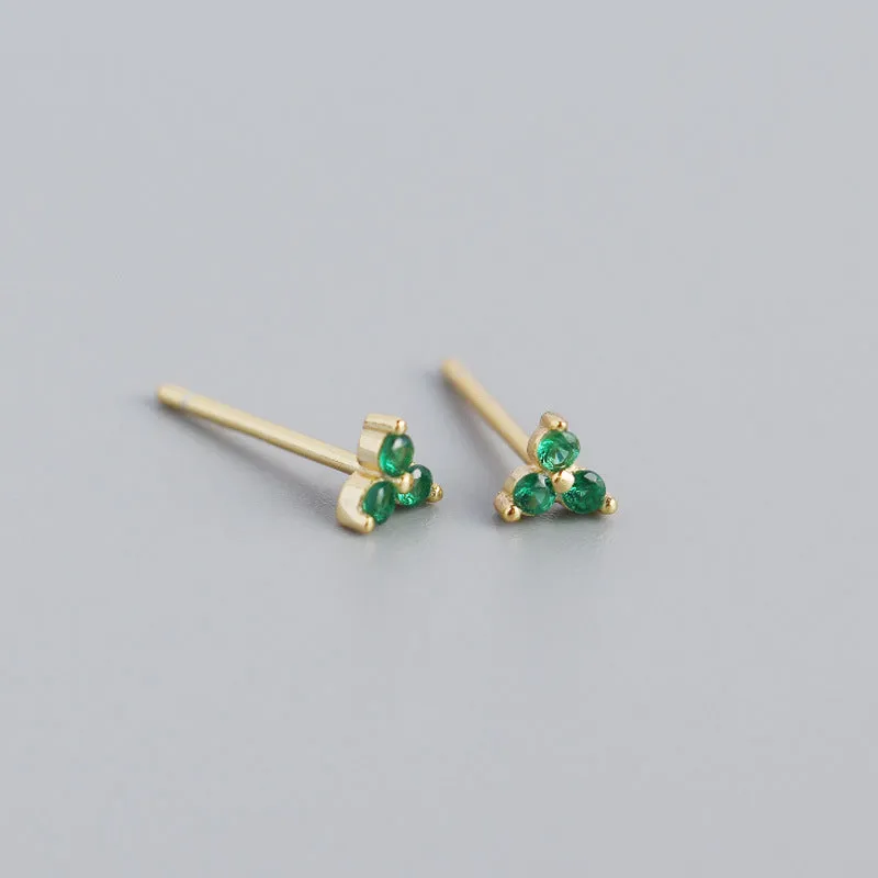 Wholesale Personalized Light Luxury Versatile Stacking Geometric Clover Diamond S925 Sterling Silver Earrings