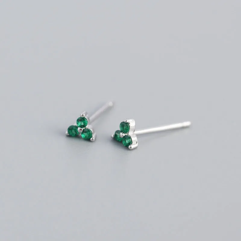 Wholesale Personalized Light Luxury Versatile Stacking Geometric Clover Diamond S925 Sterling Silver Earrings
