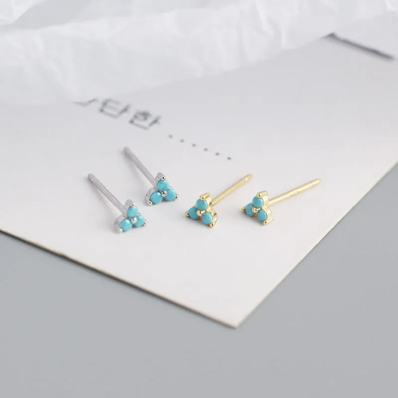 Wholesale Personalized Light Luxury Versatile Stacking Geometric Clover Diamond S925 Sterling Silver Earrings