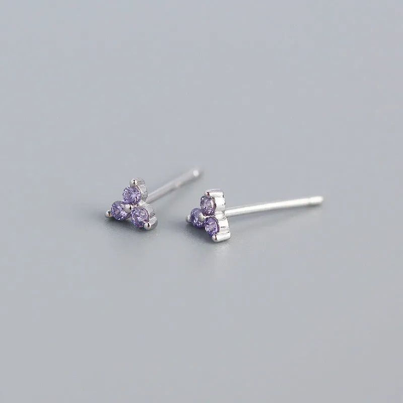 Wholesale Personalized Light Luxury Versatile Stacking Geometric Clover Diamond S925 Sterling Silver Earrings