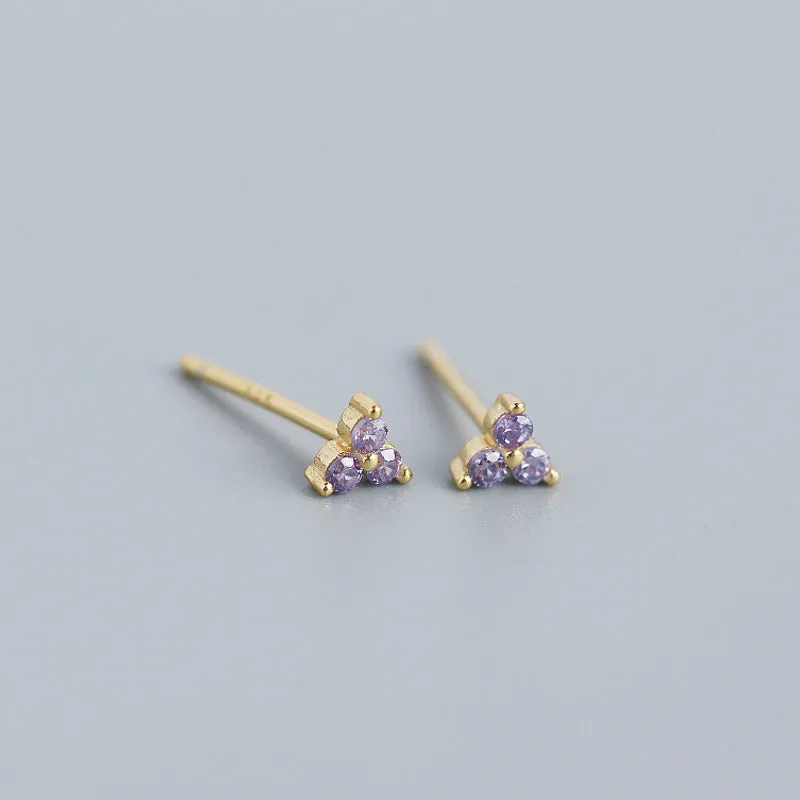 Wholesale Personalized Light Luxury Versatile Stacking Geometric Clover Diamond S925 Sterling Silver Earrings