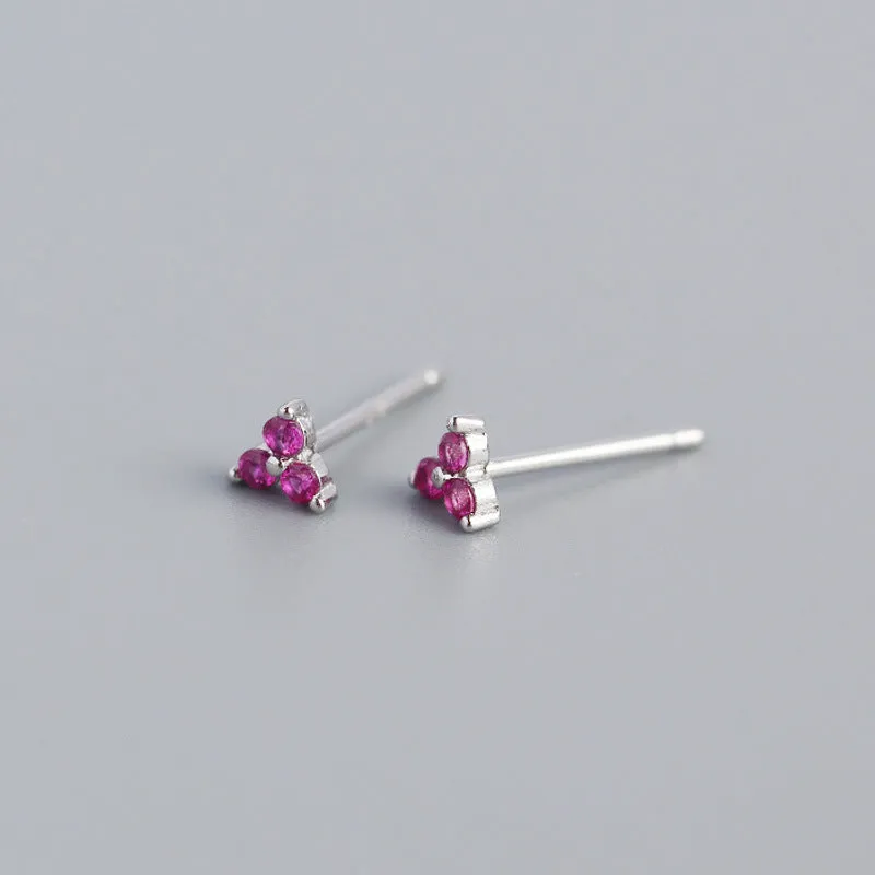 Wholesale Personalized Light Luxury Versatile Stacking Geometric Clover Diamond S925 Sterling Silver Earrings