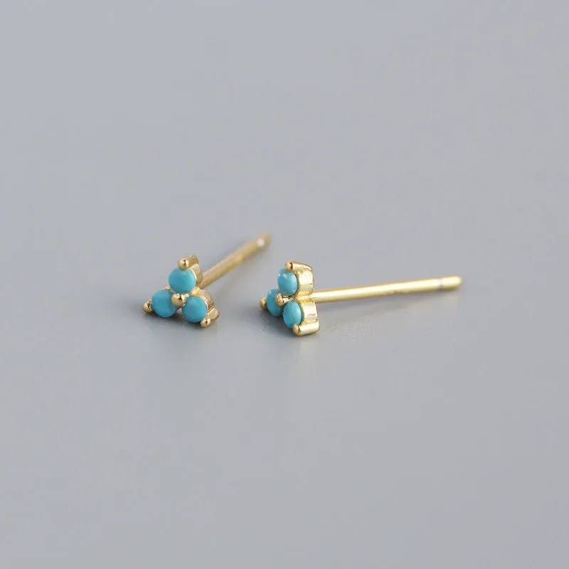 Wholesale Personalized Light Luxury Versatile Stacking Geometric Clover Diamond S925 Sterling Silver Earrings