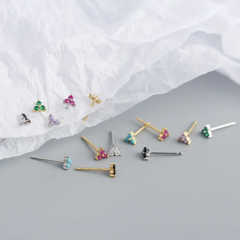 Wholesale Personalized Light Luxury Versatile Stacking Geometric Clover Diamond S925 Sterling Silver Earrings