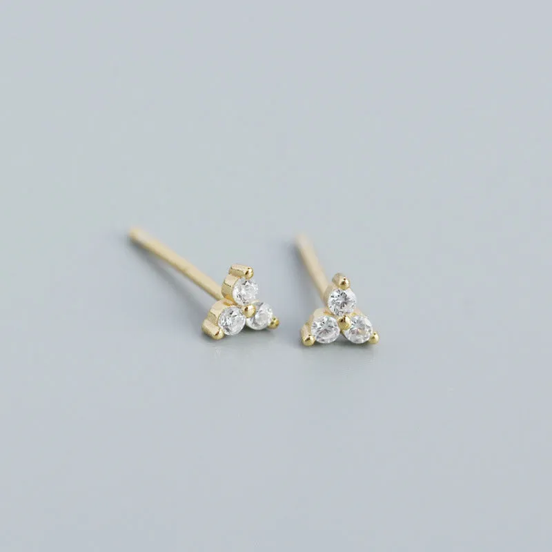 Wholesale Personalized Light Luxury Versatile Stacking Geometric Clover Diamond S925 Sterling Silver Earrings