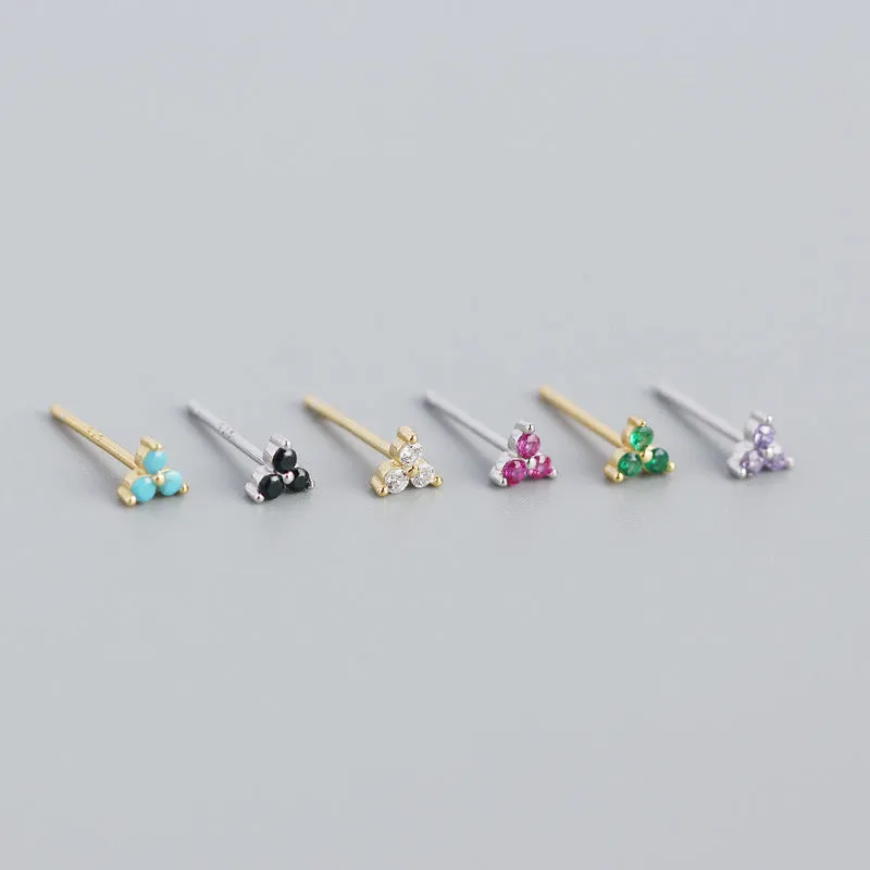 Wholesale Personalized Light Luxury Versatile Stacking Geometric Clover Diamond S925 Sterling Silver Earrings
