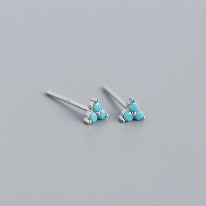 Wholesale Personalized Light Luxury Versatile Stacking Geometric Clover Diamond S925 Sterling Silver Earrings