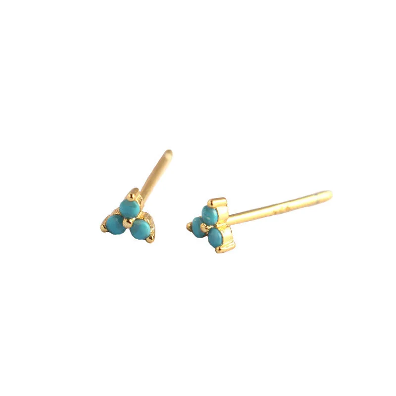 Wholesale Personalized Light Luxury Versatile Stacking Geometric Clover Diamond S925 Sterling Silver Earrings