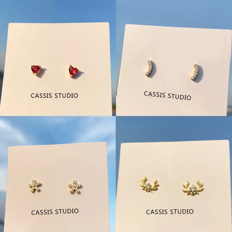 Wholesale Petite Gold Crown 925 Sterling Silver Earrings