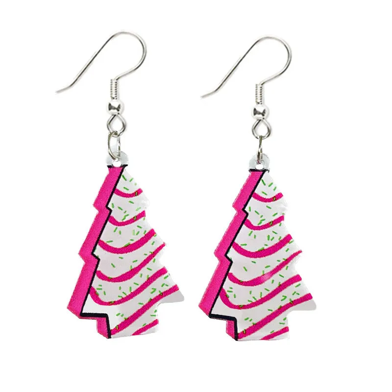 Wholesale Pink Christmas Santa Claus Christmas Tree Football Vintage Acrylic Earrings