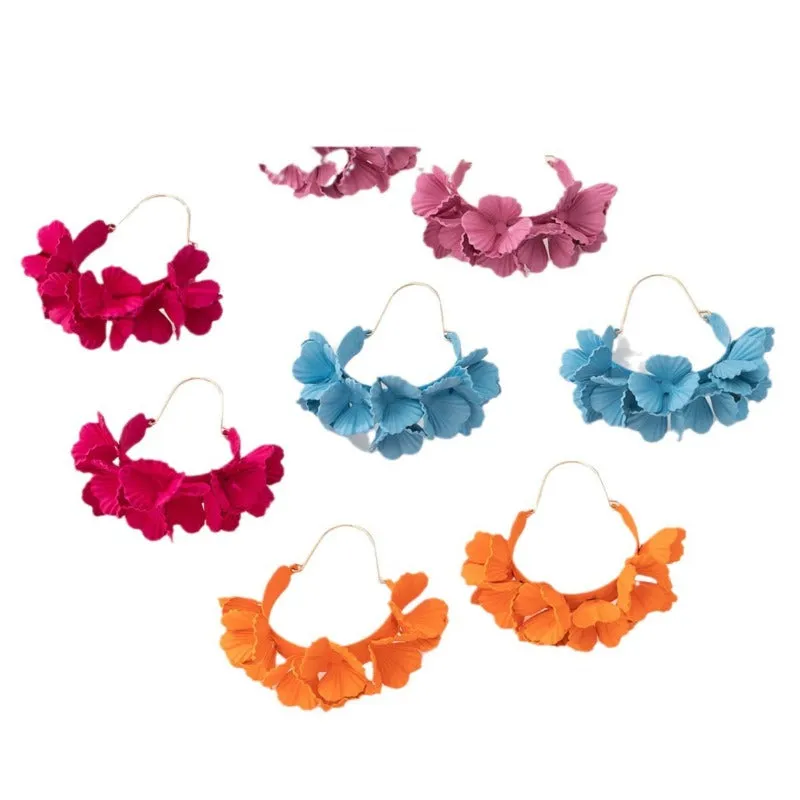 Wholesale Pleated Metallic Color Flower Geometric Fashion High-end Temperament Earrings