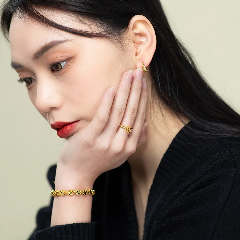Wholesale Premium Light Luxury Plated Gold Face Earrings