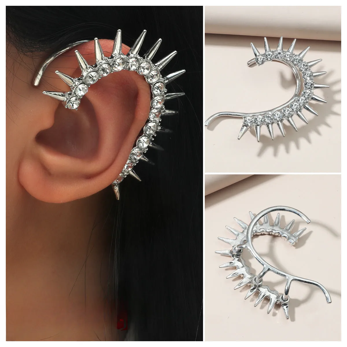 Wholesale Punk Diamond Alloy Cuff Earrings