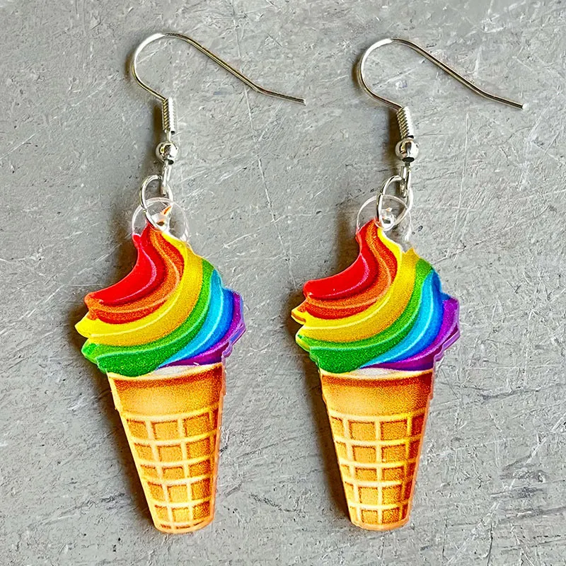 Wholesale Rainbow Game Machine Mushroom Elf Drink Color Pen Acrylic Fun Earrings