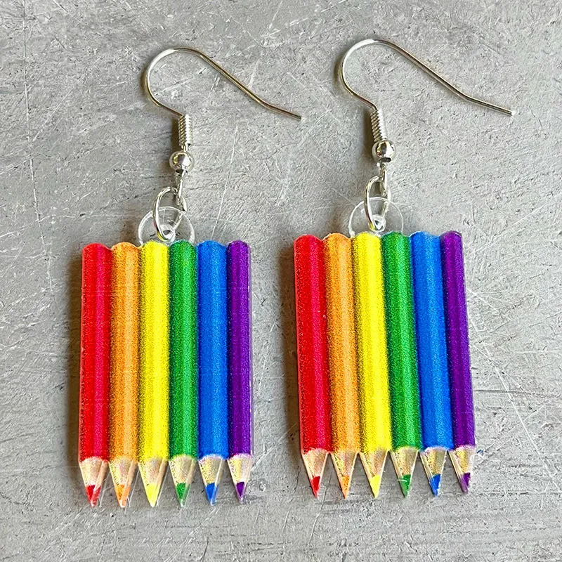 Wholesale Rainbow Game Machine Mushroom Elf Drink Color Pen Acrylic Fun Earrings