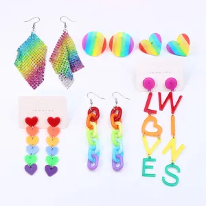 Wholesale Rainbow Gay Alloy Ear Studs