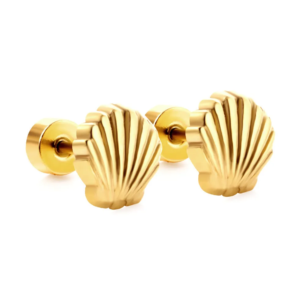 Wholesale Rainbow Seashell Stainless Steel Ear Studs Earrings