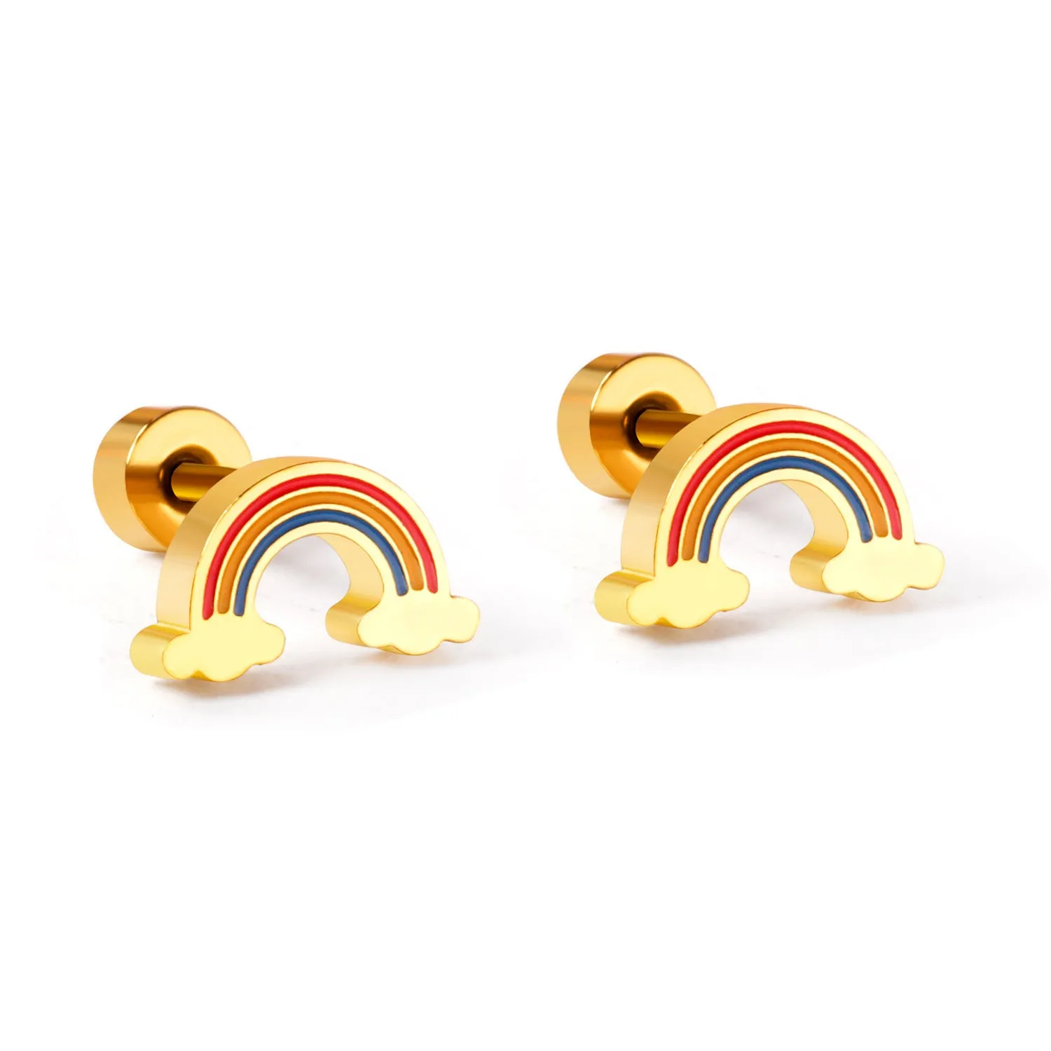 Wholesale Rainbow Seashell Stainless Steel Ear Studs Earrings