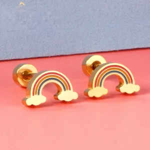 Wholesale Rainbow Seashell Stainless Steel Ear Studs Earrings