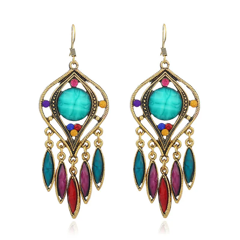 Wholesale Resin long tassel earrings