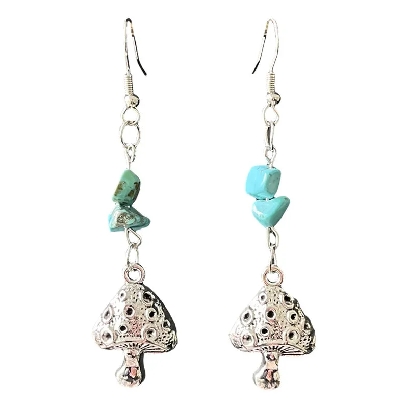 Wholesale Retro Bohemian Three-dimensional Glazed Mushroom Moon Mysterious Ethnic Style Pine Stone Earrings