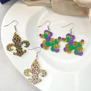 Wholesale Retro Color Contrast Sequin Acrylic Carnival Creative Personalized Three-color Puppy Earrings