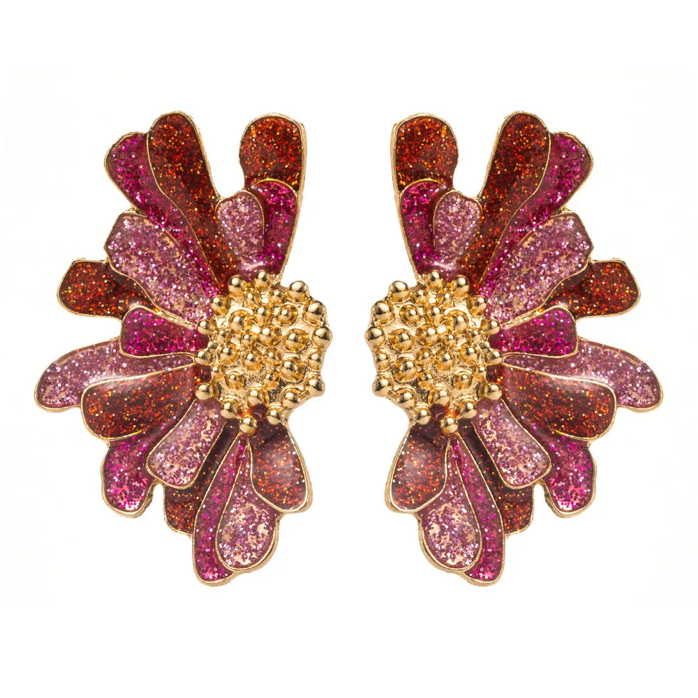 Wholesale Retro Fashion Alloy Oil Drop Flower Earrings Explosions Light Luxury Carnival All-match Elegant Earrings
