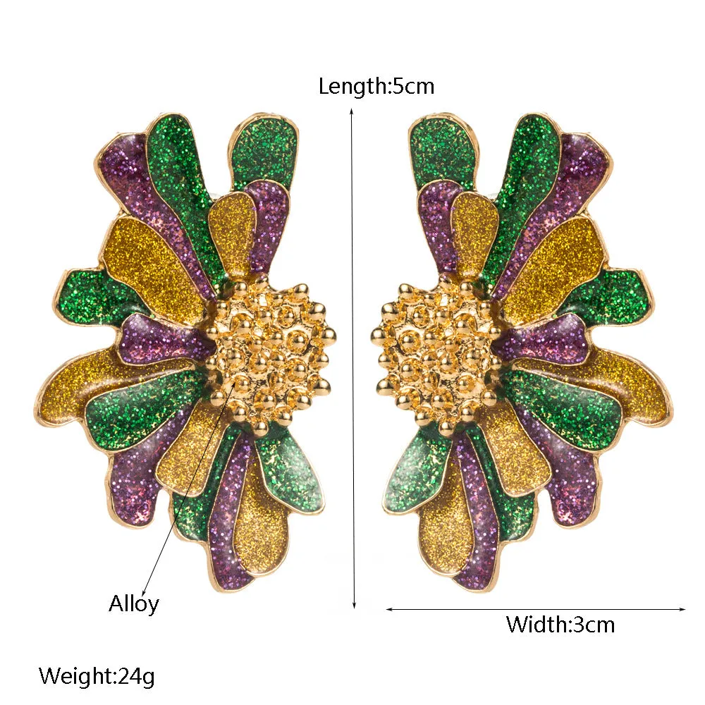Wholesale Retro Fashion Alloy Oil Drop Flower Earrings Explosions Light Luxury Carnival All-match Elegant Earrings