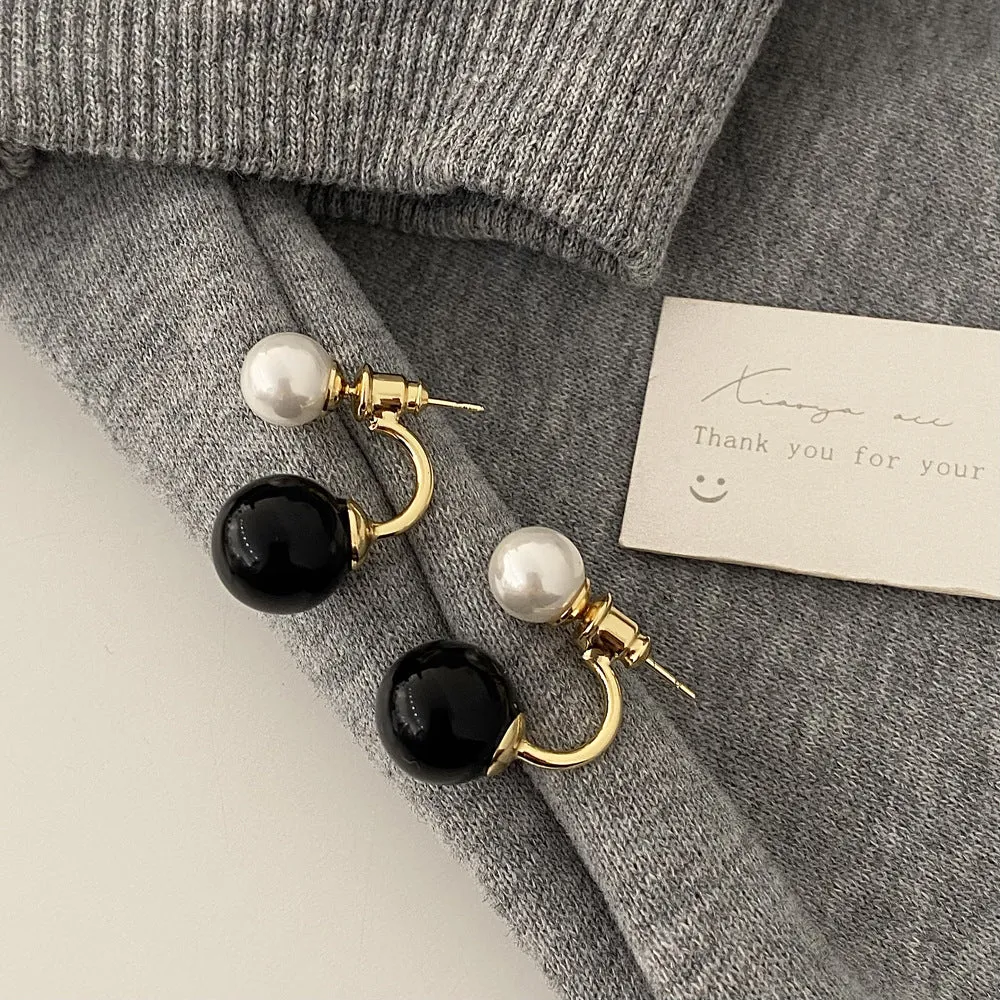 Wholesale Retro Front and Back Large and Small Beads One Style Two-wear Versatile Earrings