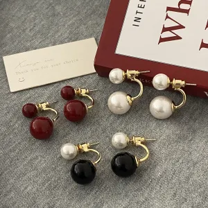 Wholesale Retro Front and Back Large and Small Beads One Style Two-wear Versatile Earrings