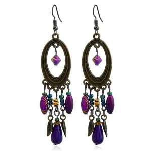 Wholesale Retro long tassel earrings stud bohemian