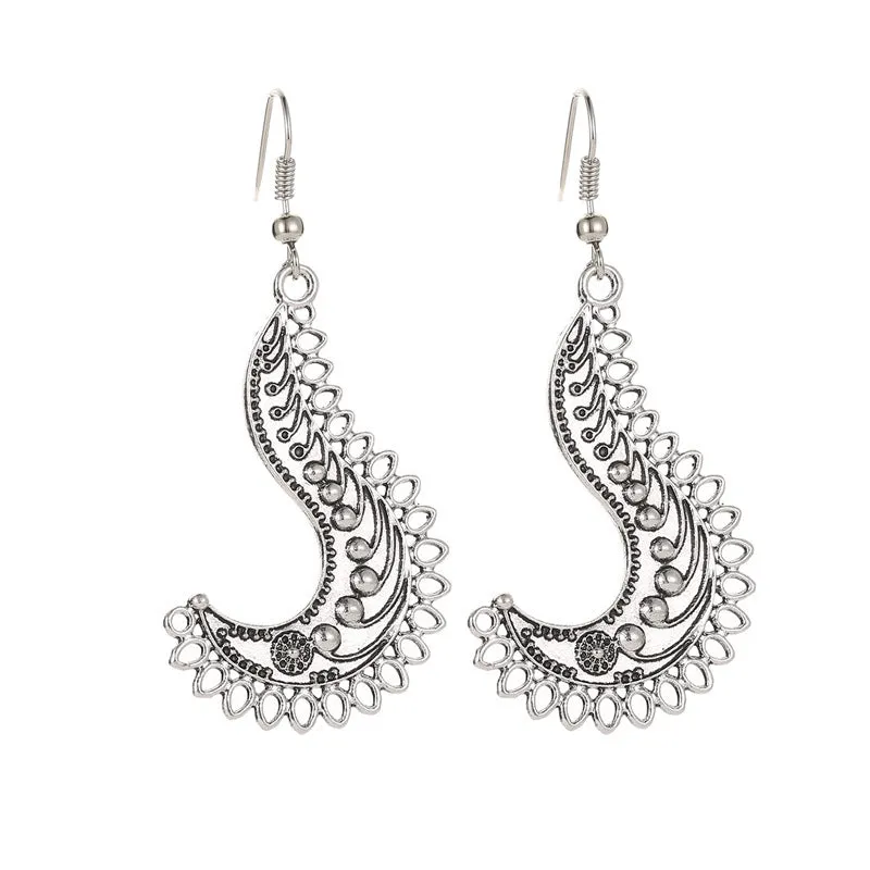 Wholesale Retro Metal Hollow Flower Bohemian Carved Court Style Earrings
