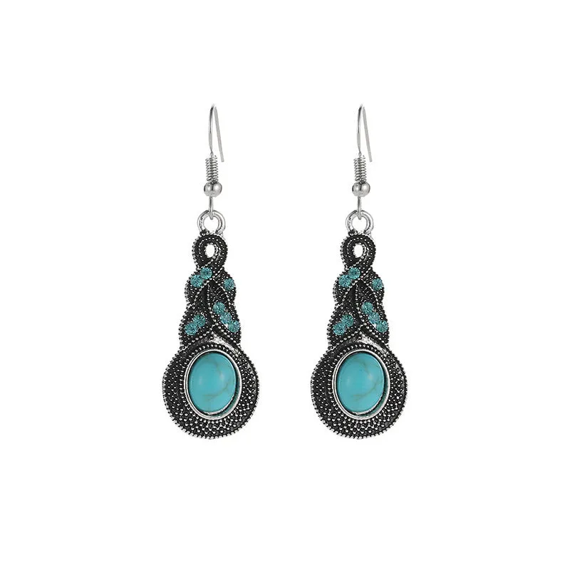 Wholesale Retro Metal Hollow Flower Bohemian Carved Court Style Earrings