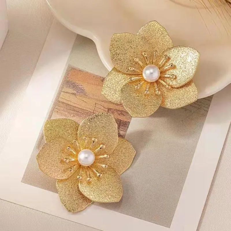 Wholesale Retro Super Exaggerated Tassel Fashion Personality Frosted Versatile Trendy Petal Earrings