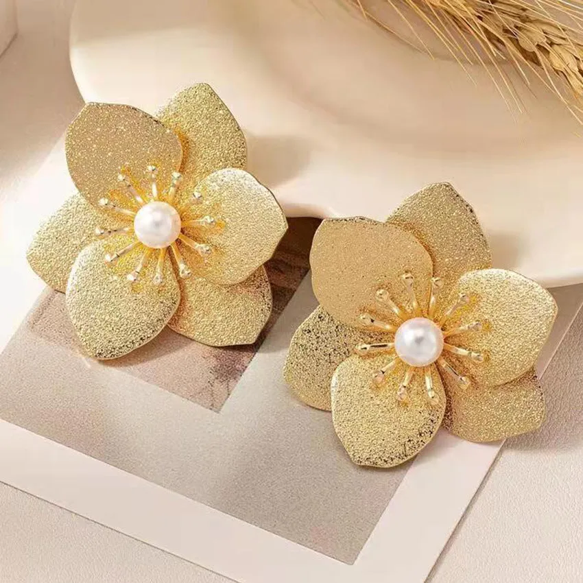 Wholesale Retro Super Exaggerated Tassel Fashion Personality Frosted Versatile Trendy Petal Earrings