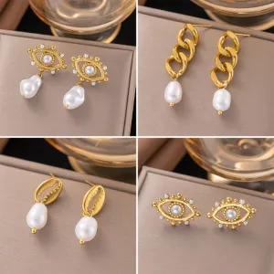 Wholesale Retro Temperament Flower High-grade Tassel Light Luxury Palace Style Pearl Earrings