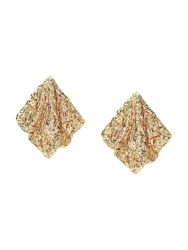 Wholesale retro tin foil pleated earrings women's fashionable irregular temperament earrings trendy earrings