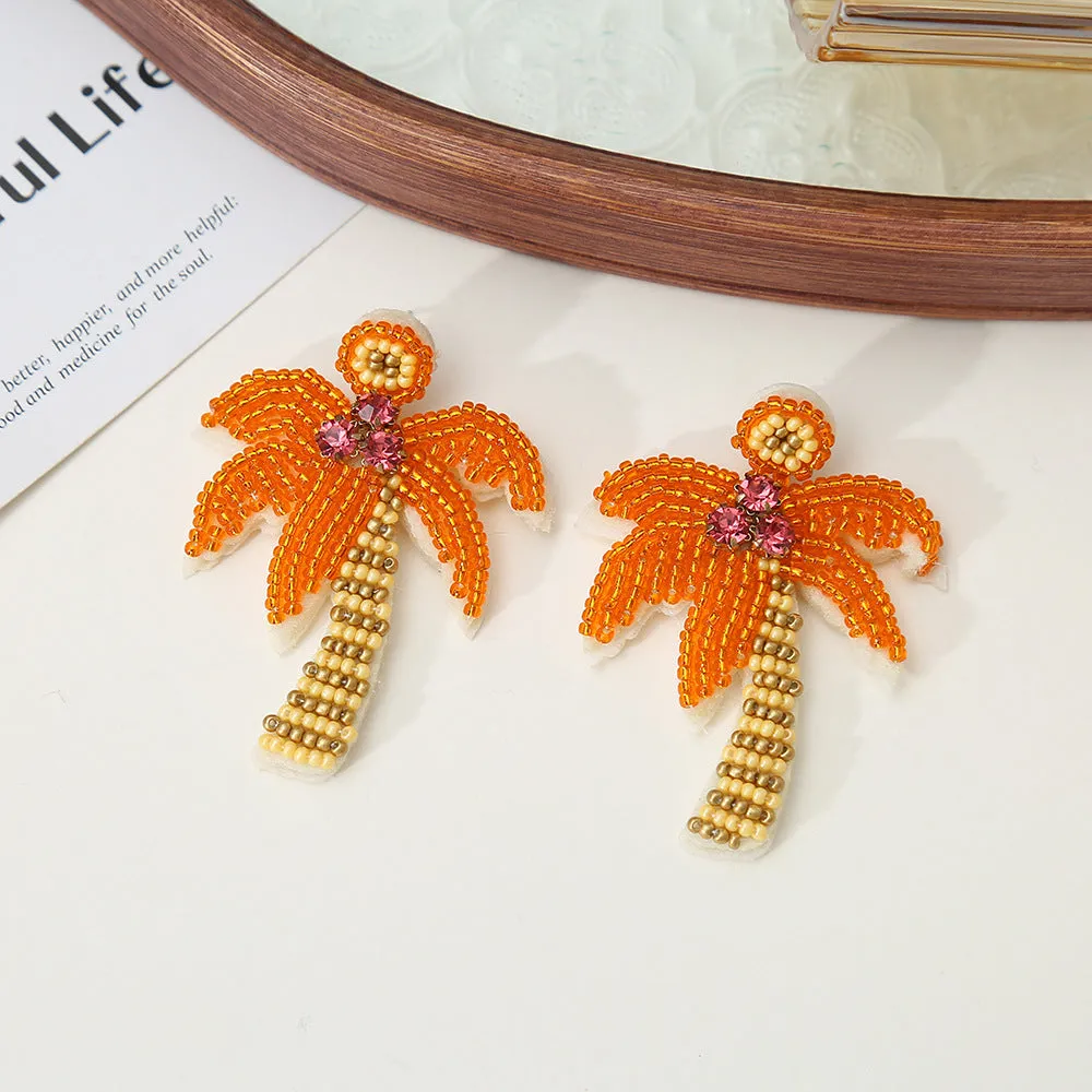 Wholesale rice bead cactus earrings plant series hand-woven creative rice earrings