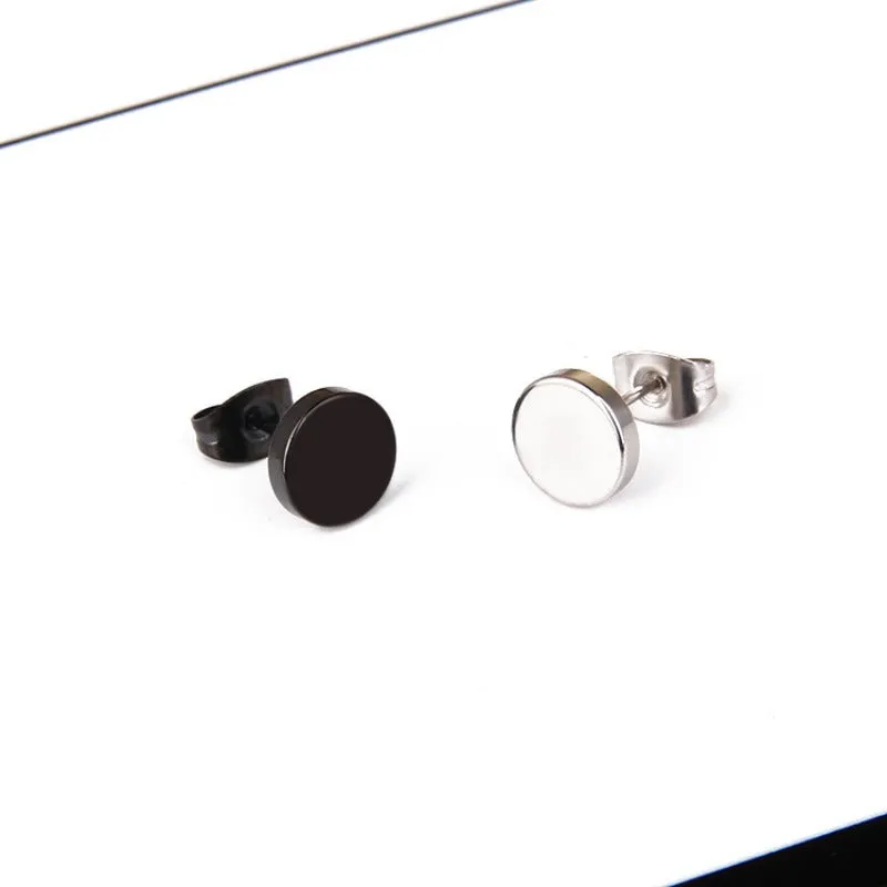 Wholesale Rock Black Titanium Steel Dumbbell Stainless Steel Earrings