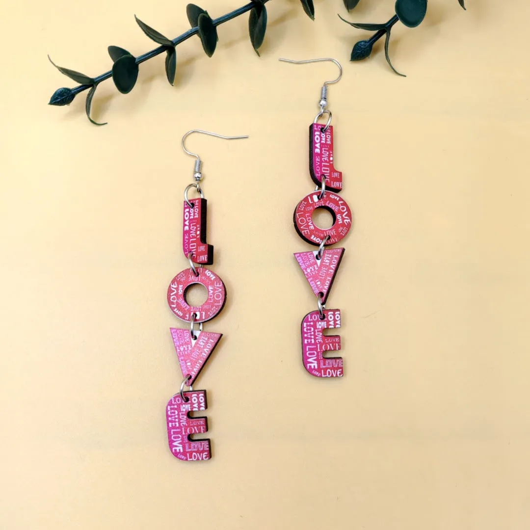 Wholesale Romantic Valentine's Day Earrings Pink Love Rose LOVE Cupid Bear Simple Distinctive Earrings