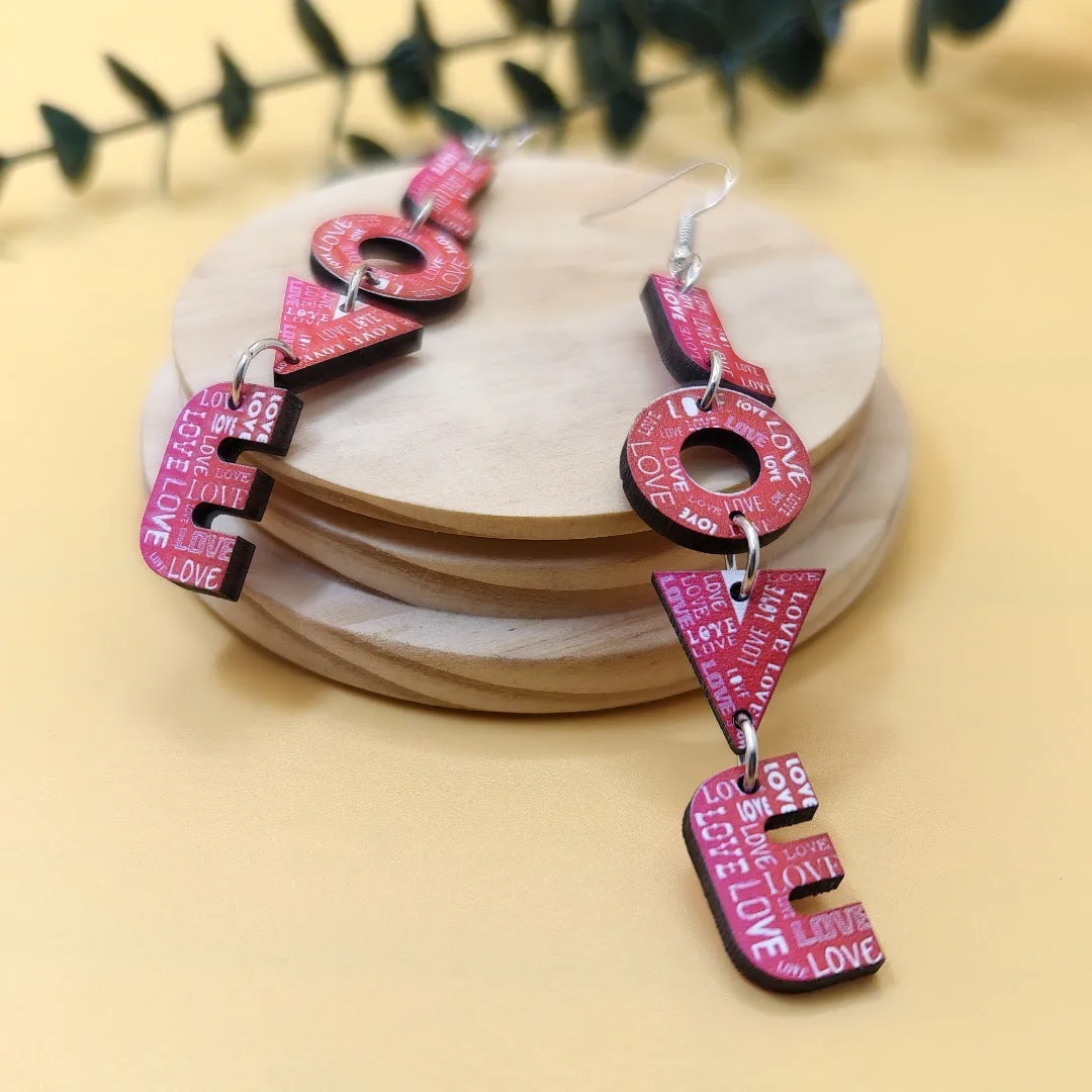 Wholesale Romantic Valentine's Day Earrings Pink Love Rose LOVE Cupid Bear Simple Distinctive Earrings
