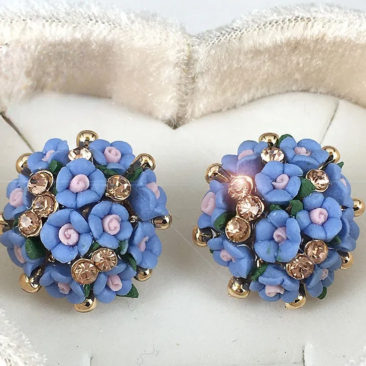 Wholesale Rose Flower Rhinestone Ear Studs